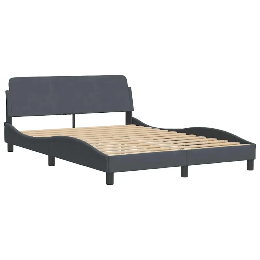 Cadre de lit Dover Gris foncé 135 x 190 cm velours - 3