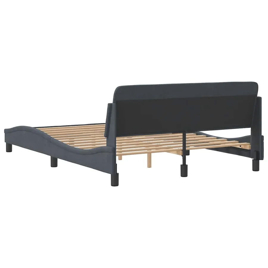 Cadre de lit Dover Gris foncé 135 x 190 cm velours - 6