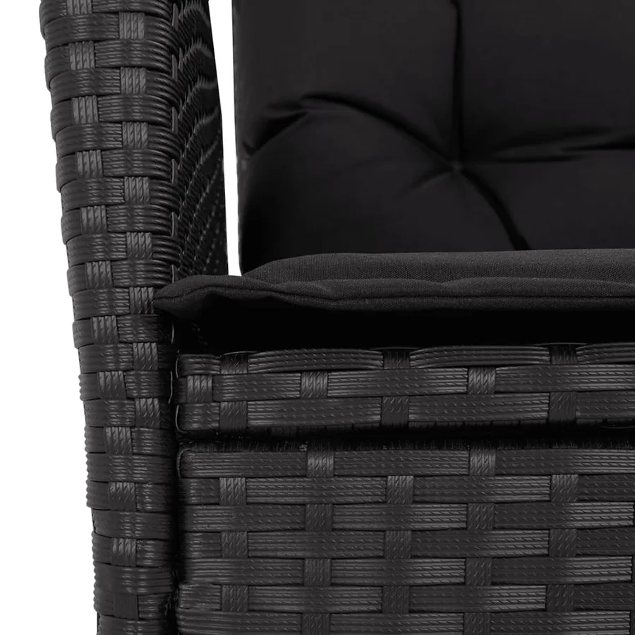 Chaises inclinables de jardin lot de 2 et coussins noir rotin - 10