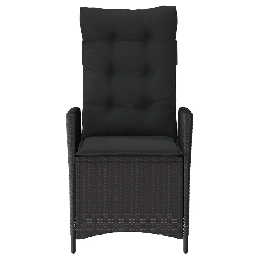 Chaises inclinables de jardin lot de 2 et coussins noir rotin - 5