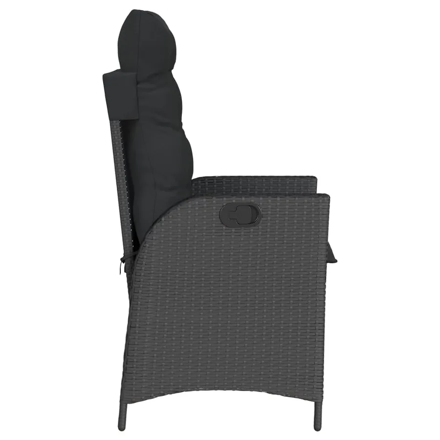 Chaises inclinables de jardin lot de 2 et coussins noir rotin - 6