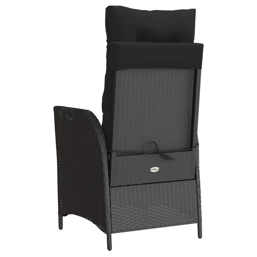 Chaises inclinables de jardin lot de 2 et coussins noir rotin - 7