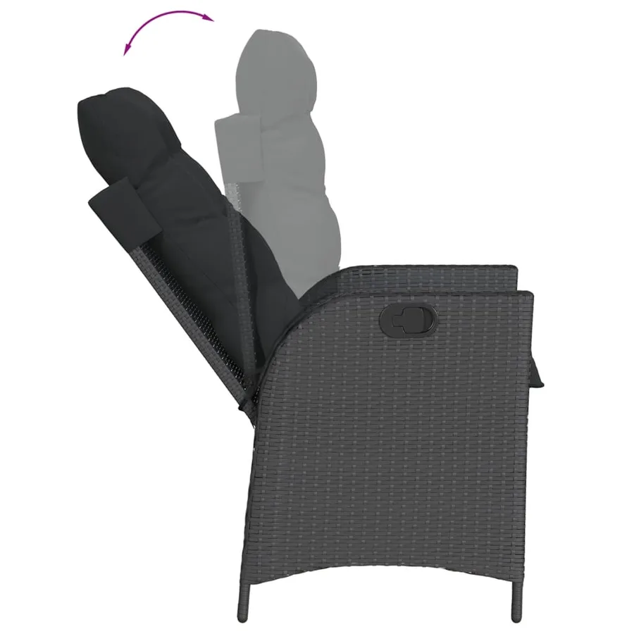 Ensemble à manger de jardin coussins 5pcs Noir Résine tressée - 4