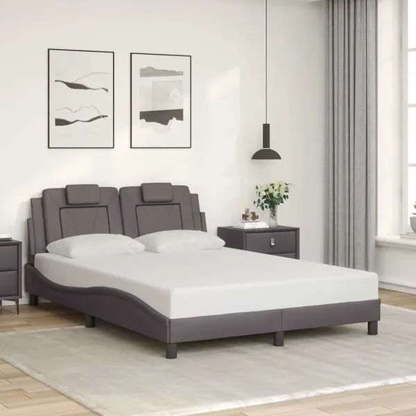 Cadre de lit Viana sans matelas gris 140x200 cm similicuir