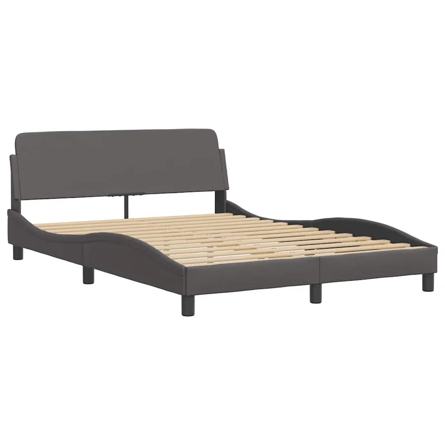 Cadre de lit Viana sans matelas gris 140x200 cm similicuir - 5