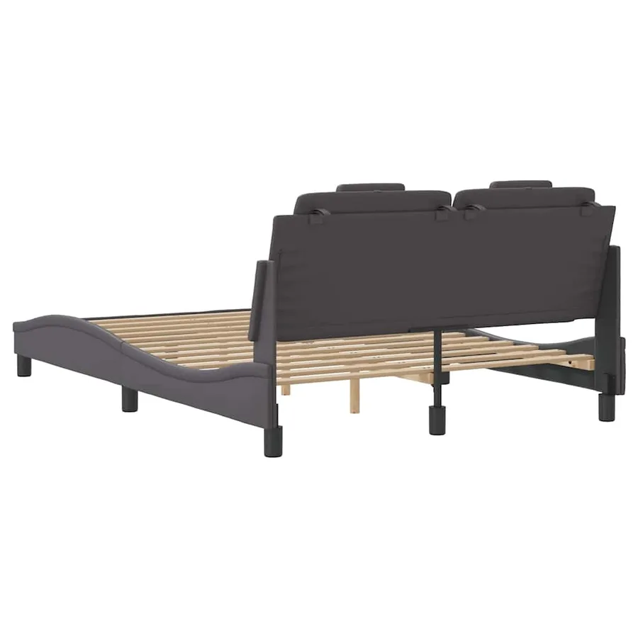 Cadre de lit Viana sans matelas gris 140x200 cm similicuir - 6