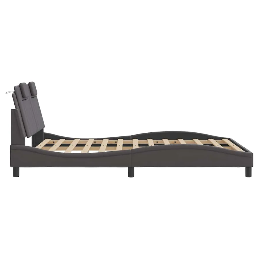 Cadre de lit Viana sans matelas gris 140x200 cm similicuir - 7