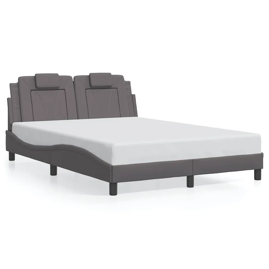 Cadre de lit Viana sans matelas gris 140x190 cm similicuir - 2