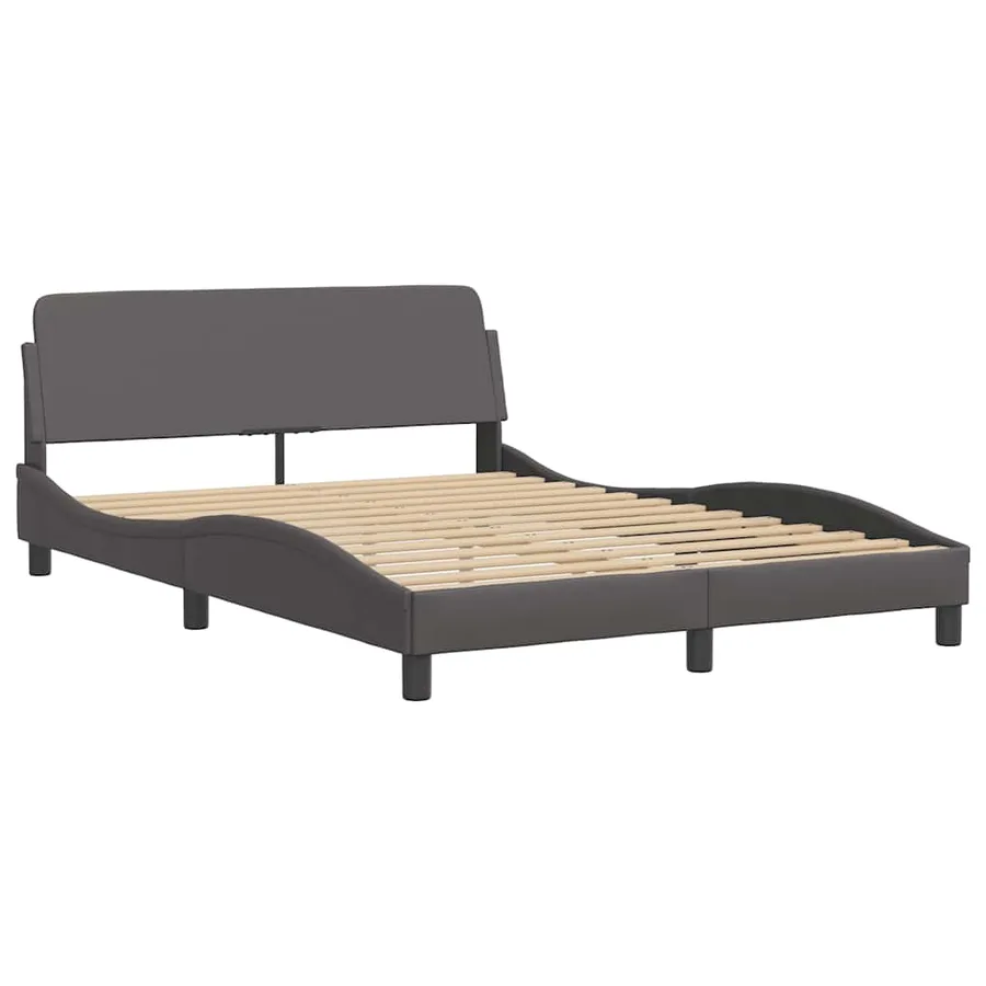 Cadre de lit Viana sans matelas gris 140x190 cm similicuir - 5