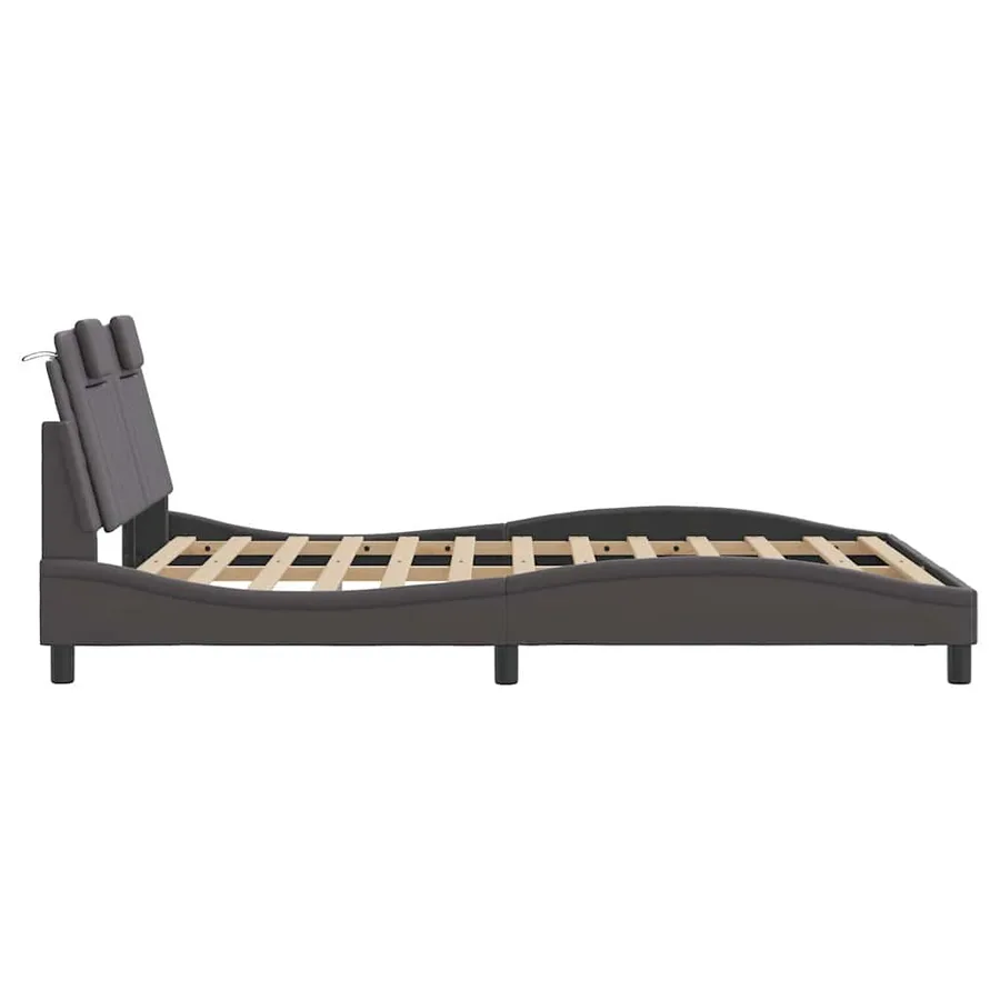 Cadre de lit Viana sans matelas gris 140x190 cm similicuir - 7