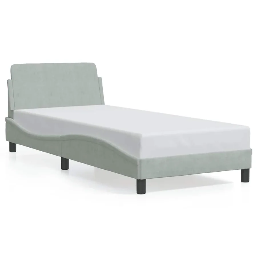 Cadre de lit Dover Gris clair 90x190 cm velours - 2