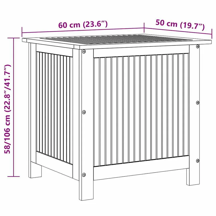 Garden storage box 60x50x58 cm Solid acacia wood - 11