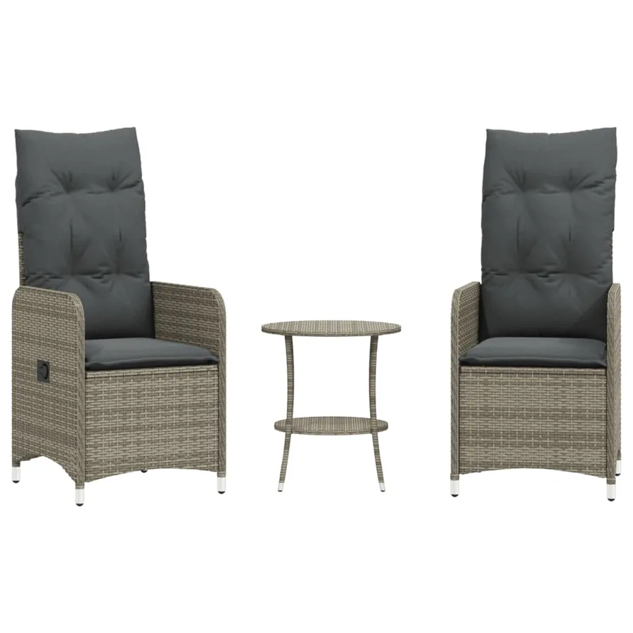 Chaises inclinables de jardin lot de 2 et table résine tressée - 2