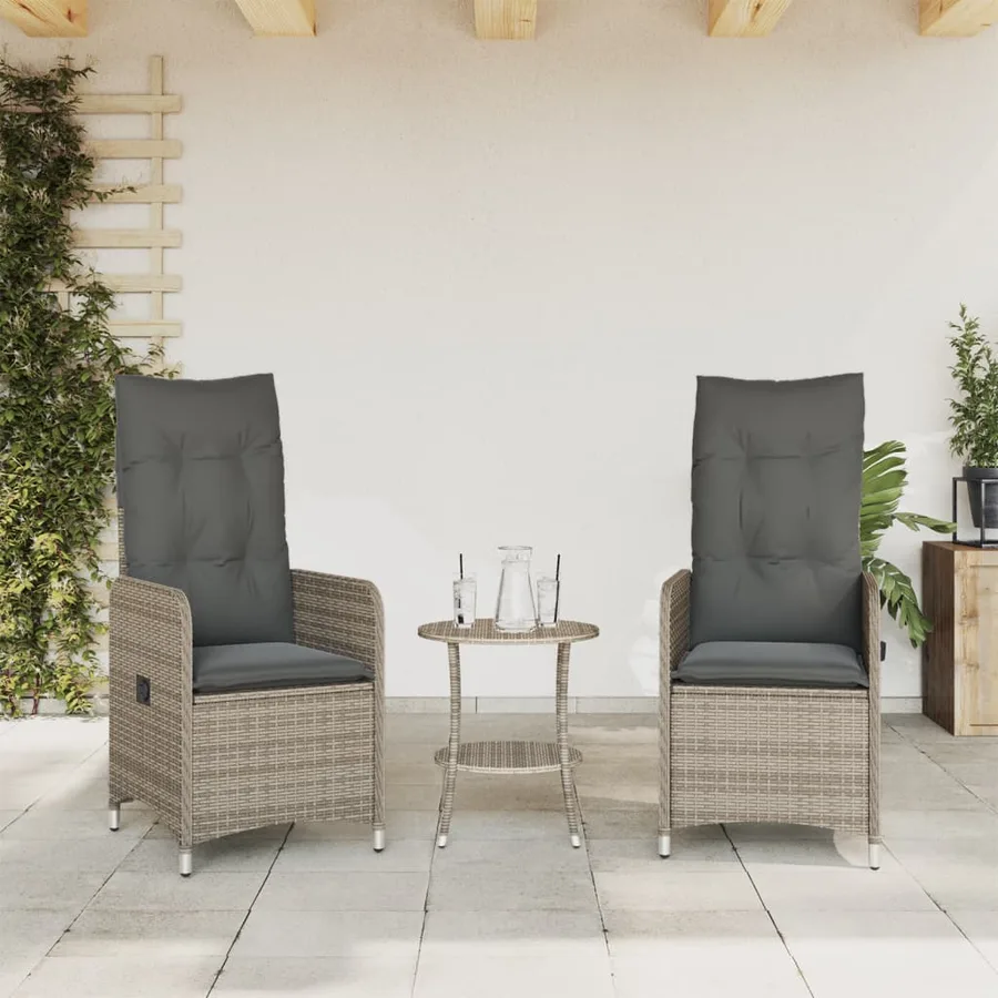 Chaises inclinables de jardin lot de 2 et table résine tressée - 3