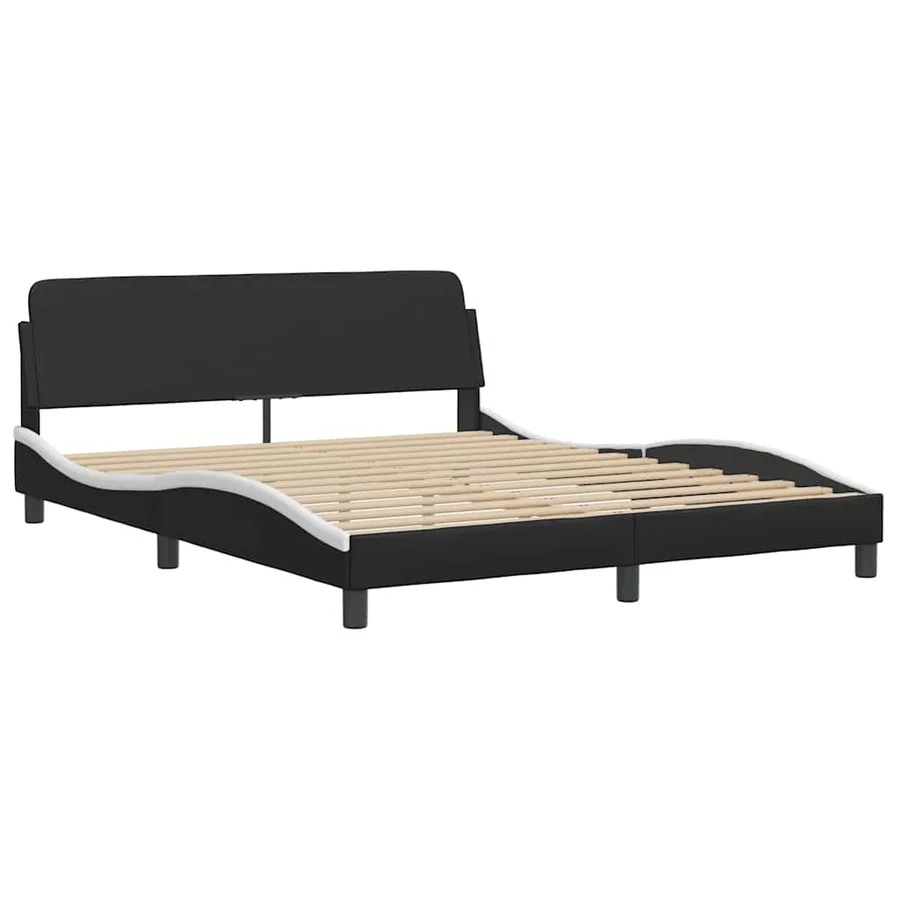 Cadre de lit Viana sans matelas noir et blanc 160x200 cm similicuir - 5