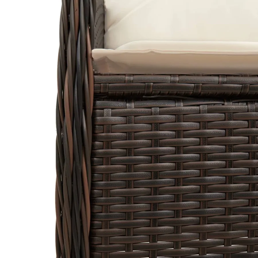 Chaises inclinables de jardin lot de 2 et coussins marron rotin - 8