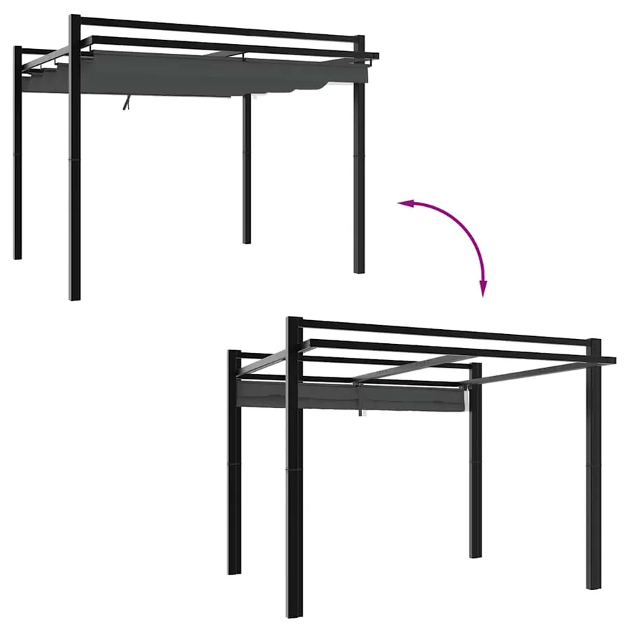 Tonnelle avec toit rétractable anthracite 3x3 m aluminium - 3