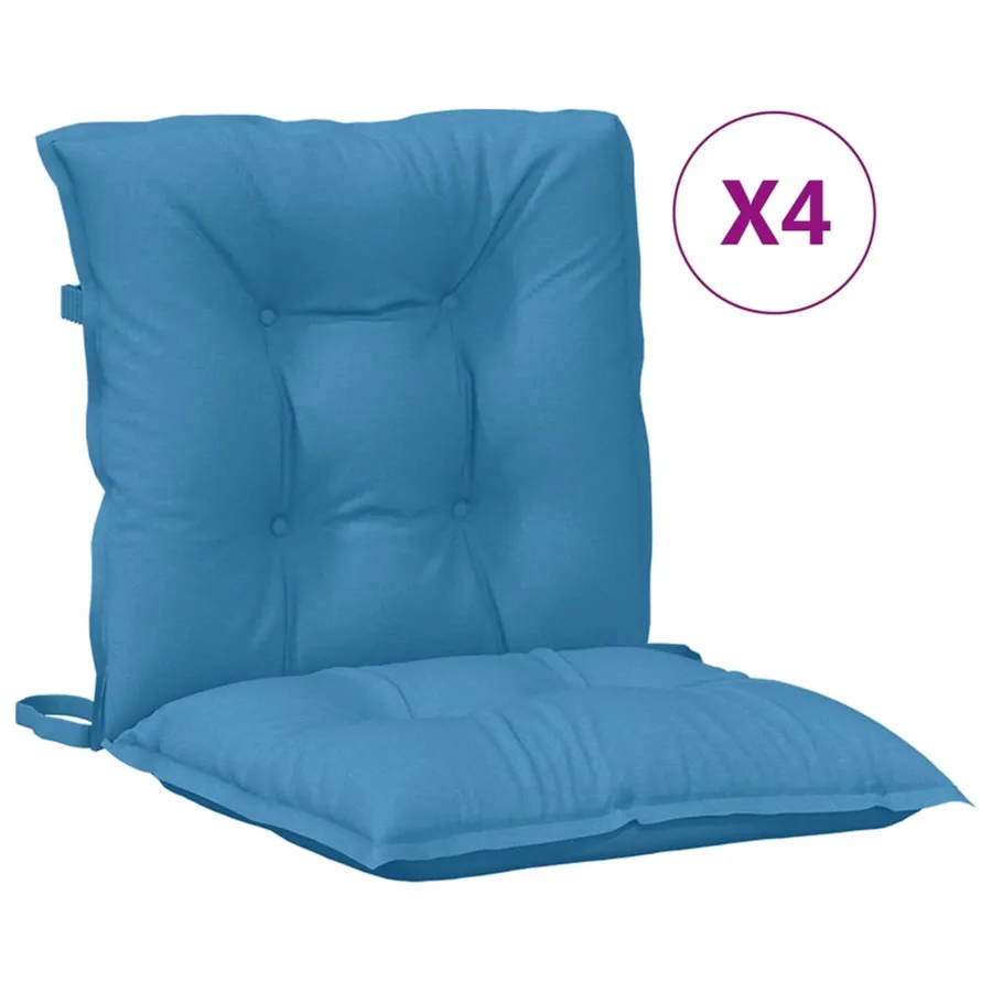 Coussins de chaise à dossier bas lot de 4 bleu mélangé tissu - 2