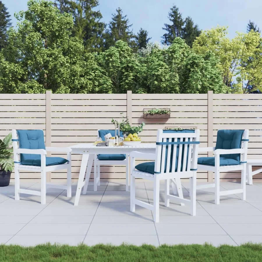 Coussins de chaise à dossier bas lot de 4 bleu mélangé tissu - 3