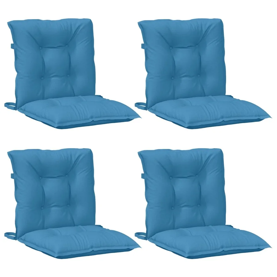 Coussins de chaise à dossier bas lot de 4 bleu mélangé tissu - 4
