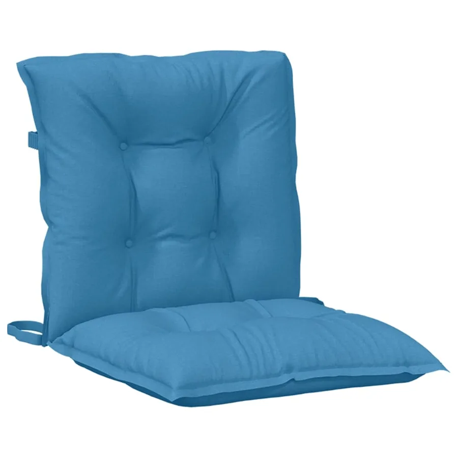 Coussins de chaise à dossier bas lot de 4 bleu mélangé tissu - 5