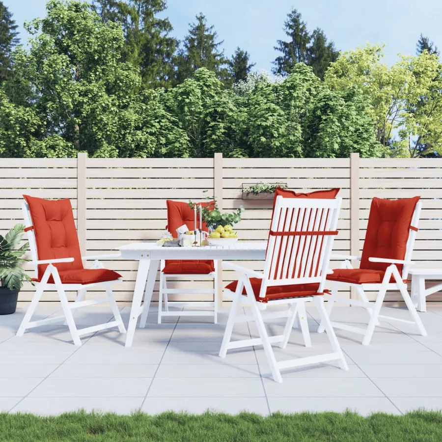 Coussins de chaise à dossier haut lot de 4 rouge mélangé tissu - 3