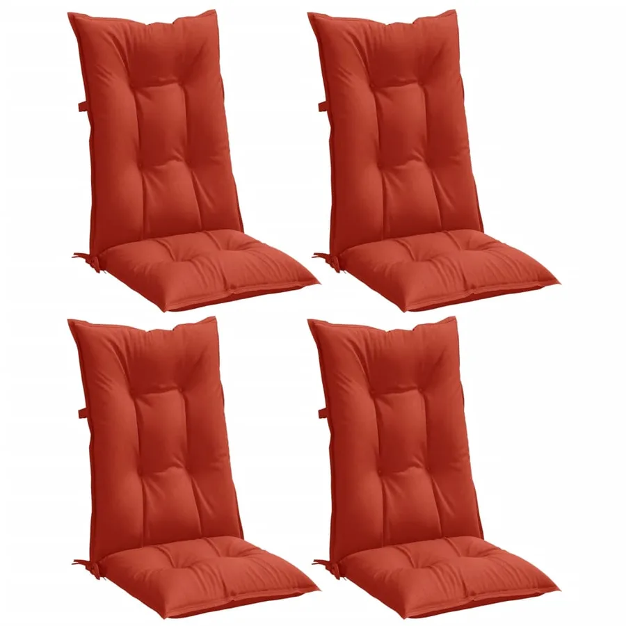 Coussins de chaise à dossier haut lot de 4 rouge mélangé tissu - 4