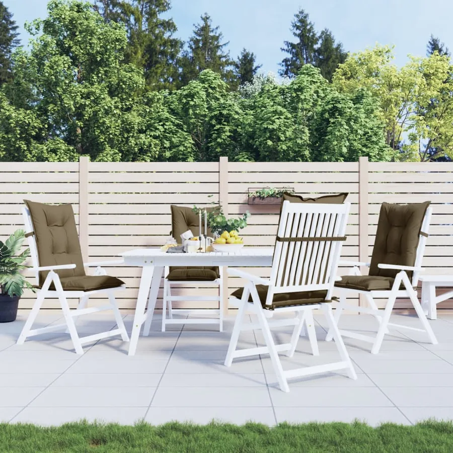 Coussins de chaise à dossier haut lot de 4 taupe mélangé tissu - 3