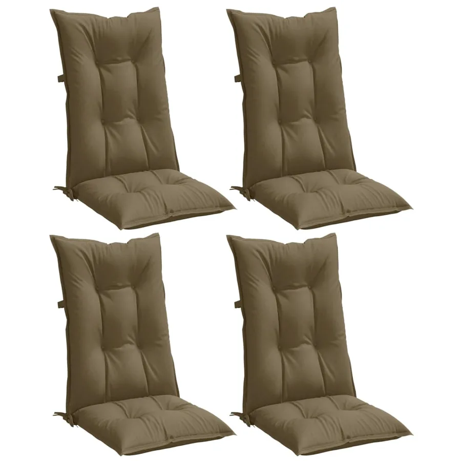 Coussins de chaise à dossier haut lot de 4 taupe mélangé tissu - 4
