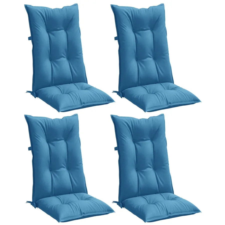 Coussins de chaise à dossier haut lot de 4 bleu mélangé tissu - 4