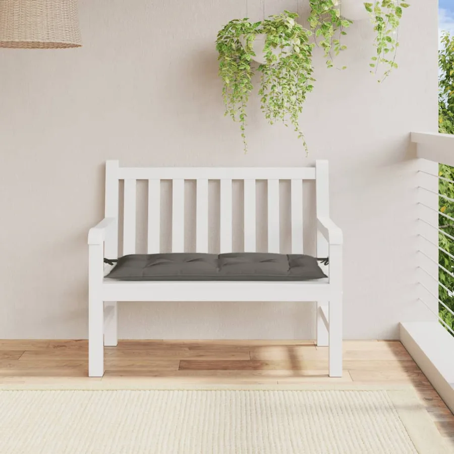 Coussin de banc de jardin gris foncé mélangé 100x50x7 cm tissu - 3