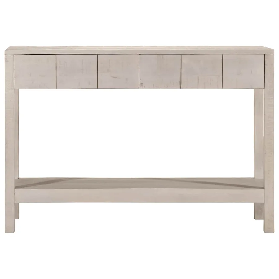 Table console blanc 110x35x75 cm bois de manguier solide - 2