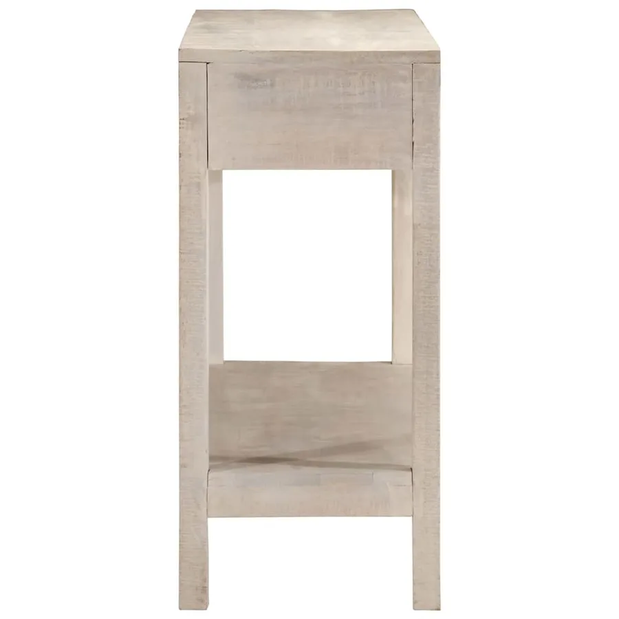 Table console blanc 110x35x75 cm bois de manguier solide - 3
