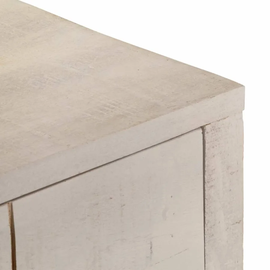 Table console blanc 110x35x75 cm bois de manguier solide - 6