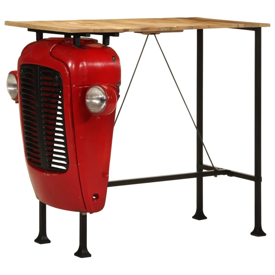 Table de bar forme de tracteur bois de manguier massif - 12