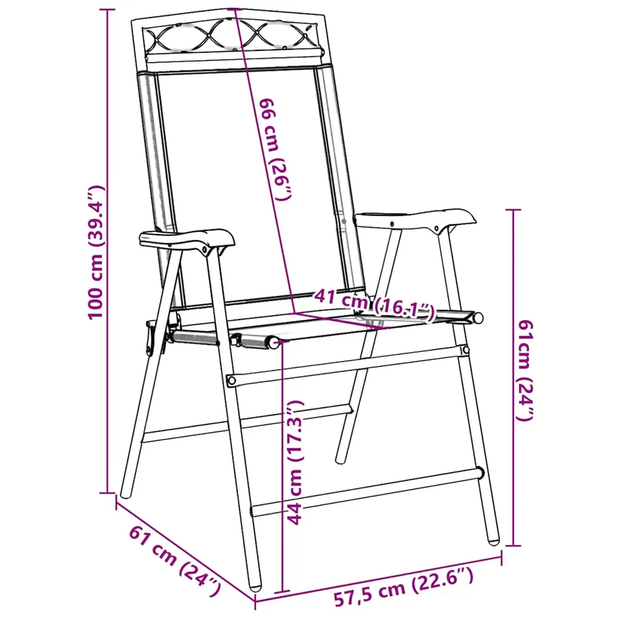 Chaises de jardin pliables lot de 4 en acier et textilène - 12