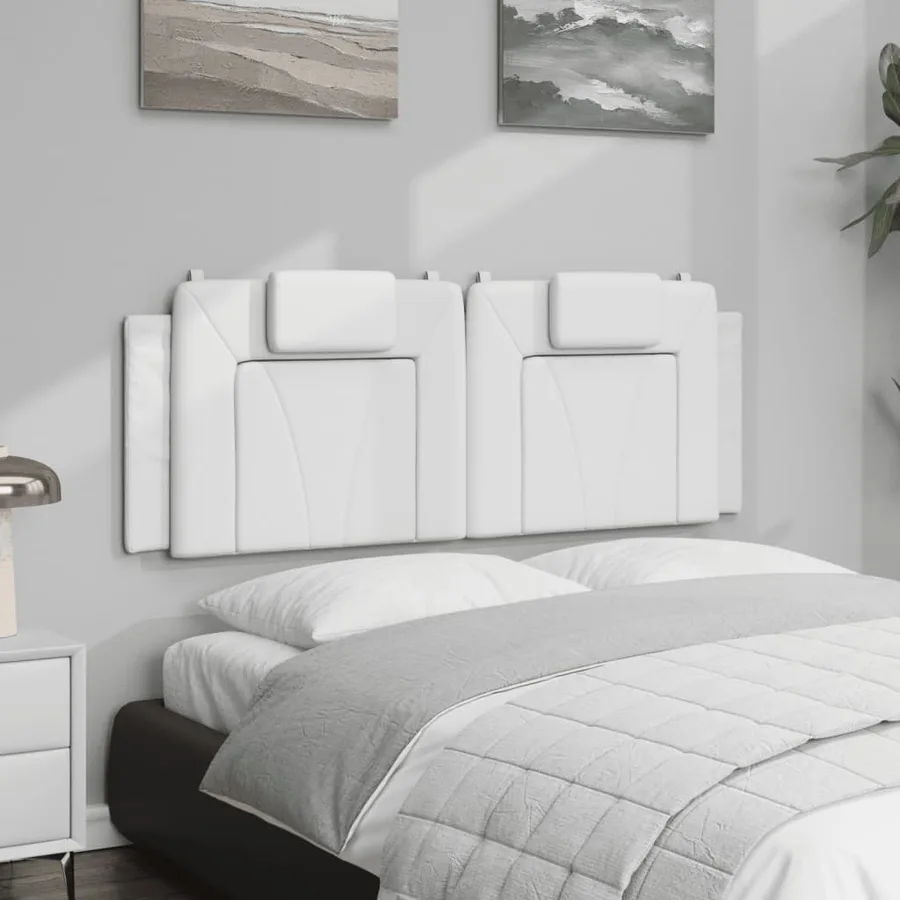 Coussin de tête de lit Viana blanc 140 cm similicuir - 4