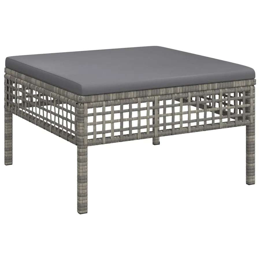 Garden lounge set 3 pcs with cushions Grey Poly rattan - 5