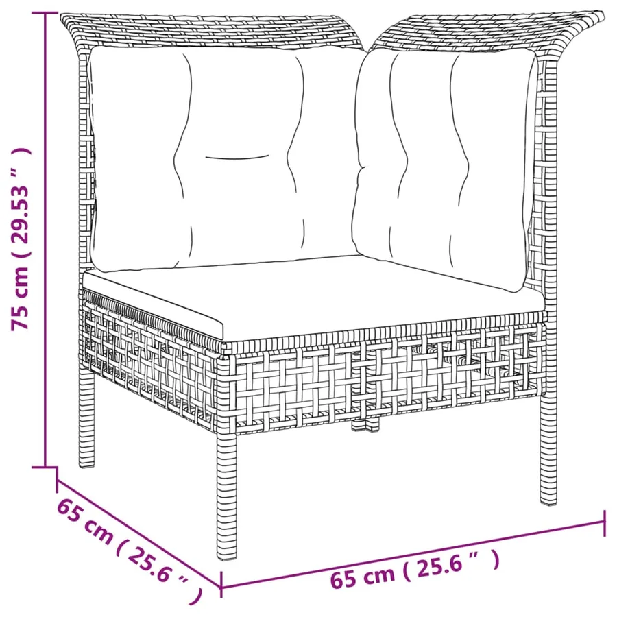 Salon de jardin 3 pcs avec coussins Gris Résine tressée - 7