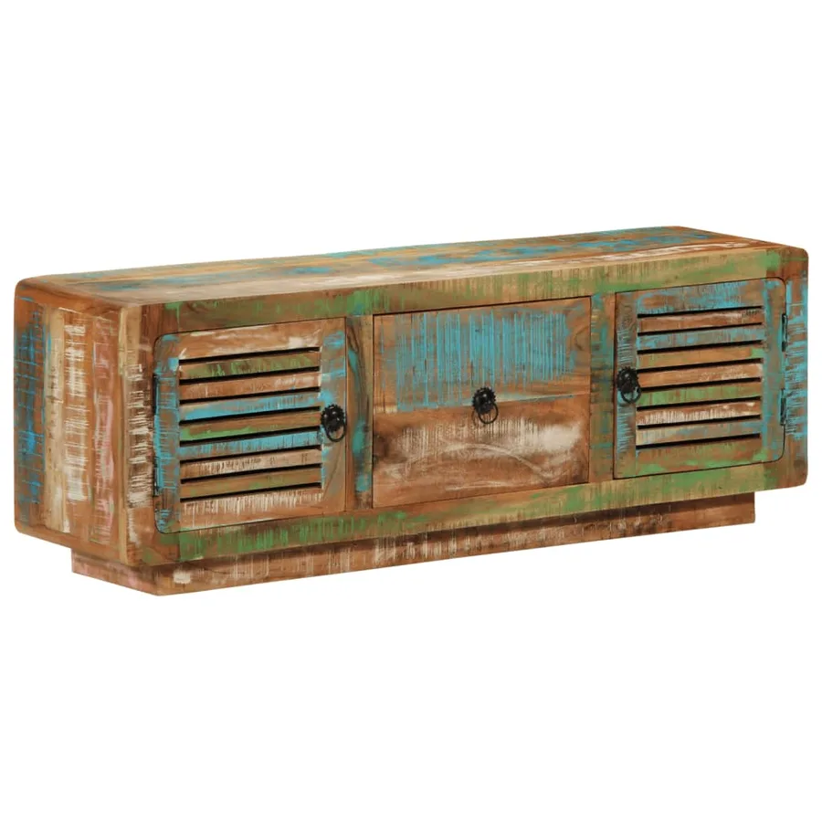 Meuble TV 110x30x40 cm bois massif de récupération - 11