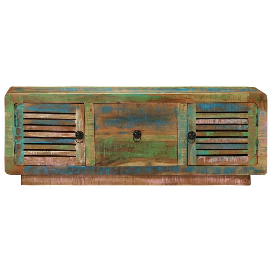 Meuble TV 110x30x40 cm bois massif de récupération - 2