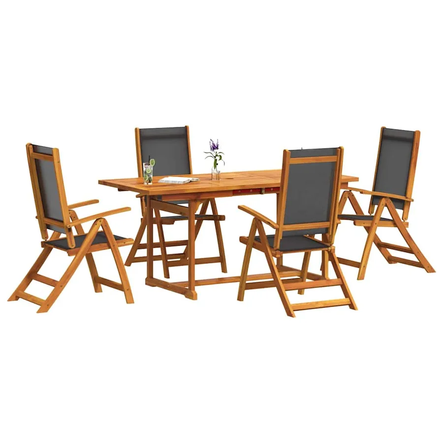 Ensemble à Manger de jardin 7pcs bois d'acacia solide textilène - 3