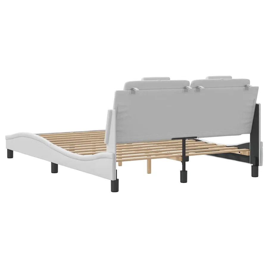 Cadre de lit Viana sans matelas blanc 140x190 cm similicuir - 6
