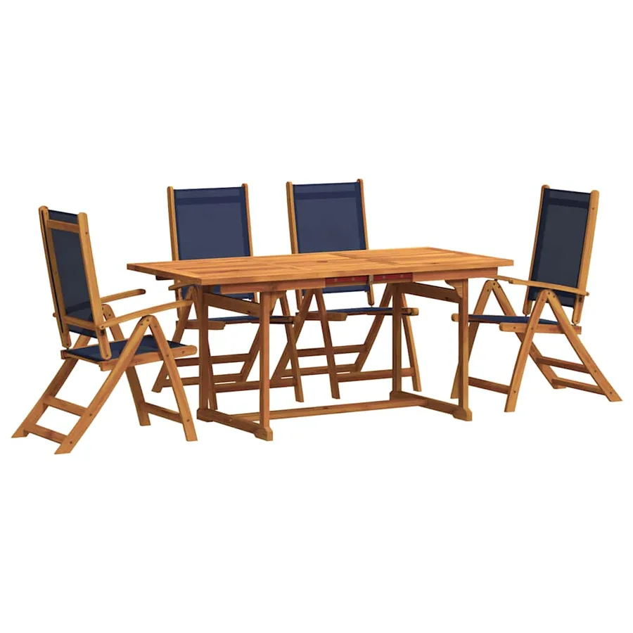 Ensemble à manger de jardin 5pcs bois d'acacia solide textilène - 2