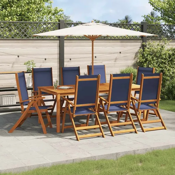 Chaises pliables de jardin lot de 8 bois d'acacia et textilène