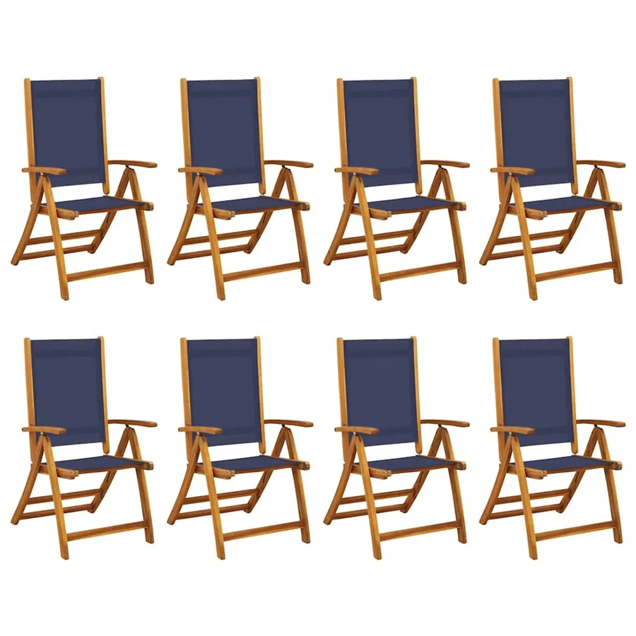 Chaises pliables de jardin lot de 8 bois d'acacia et textilène - 2