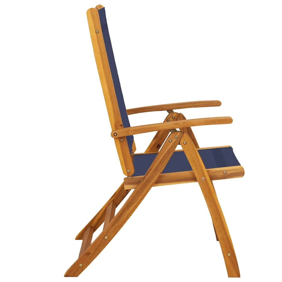 Chaises pliables de jardin lot de 8 bois d'acacia et textilène - 6
