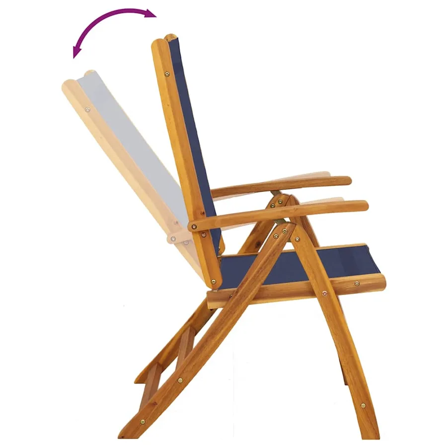 Chaises pliables de jardin lot de 8 bois d'acacia et textilène - 7