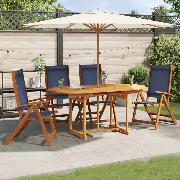 Chaises pliables de jardin lot de 4 bois d'acacia et textilène