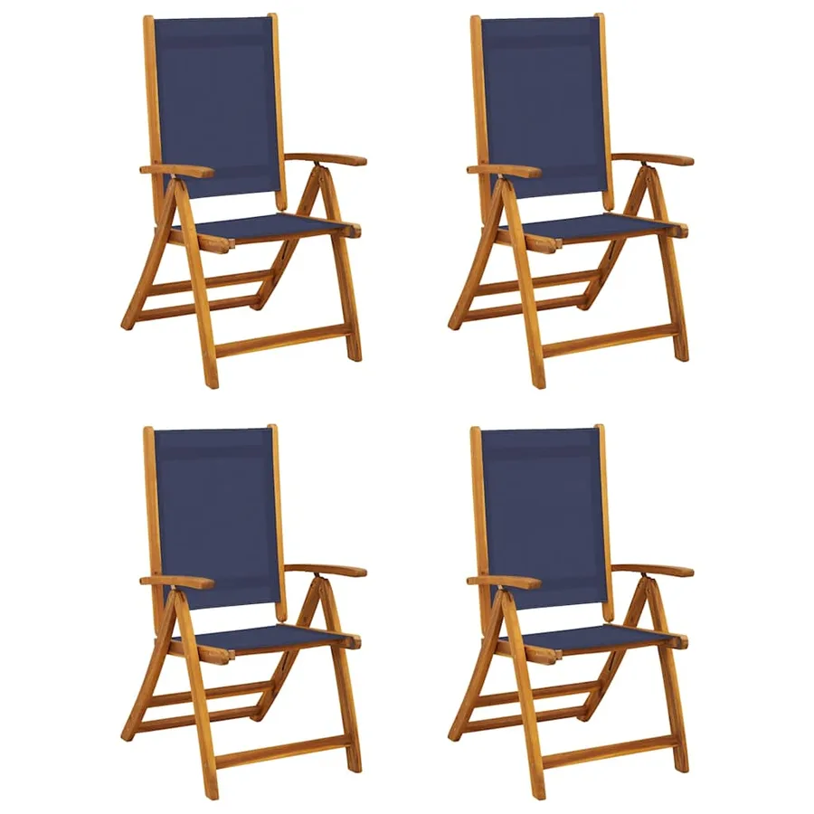 Chaises pliables de jardin lot de 4 bois d'acacia et textilène - 2